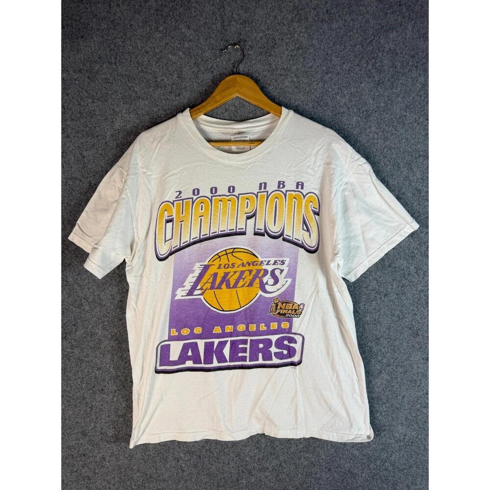 Los Angeles Lakers Nba Hanes T Shirt Mens Large White Graphic Short Sleeve Tee